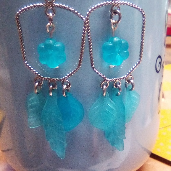 Blue Resin Dangle Earrings (NWT) - Picture 2 of 2